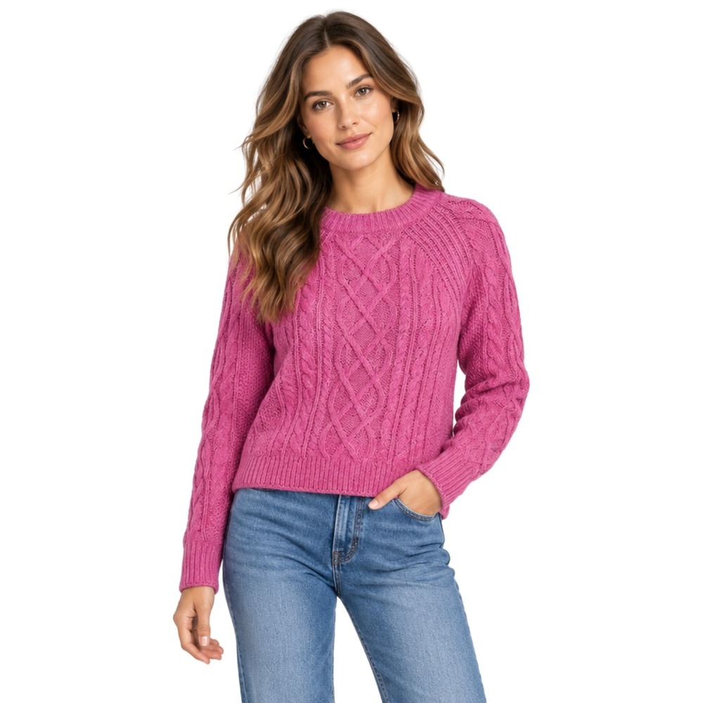 J. Crew Sweater Womens XXS Pink Donegal Speckled Wool Blend Cable Knit Preppy